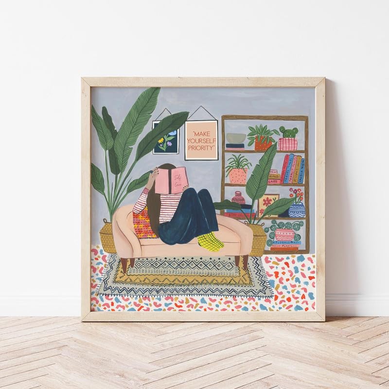 The Spring Palette | Make Yourself A Priority - Modern Wall Painting | Self Love Theme | Modern Art Painting For Living Room Bed